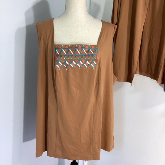 NWT VTG BOB MACKIE WEARABLE ART SOUTHWESTERN CARAMEL EMBROIDERY CARDIGAN & TANK - Picture 6 of 10